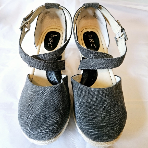 boc Bree Wedge Canvas Espadrilles - Dark Gray - Size 7 - Picture 1 of 6